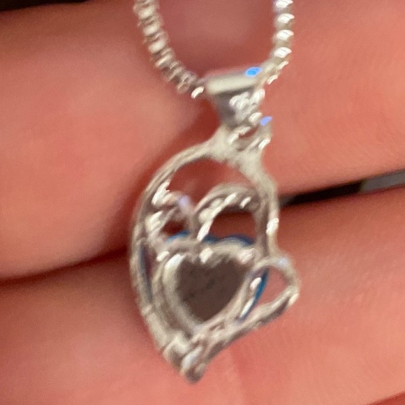 S925 Silver Necklace with 925 Pendant and Blue Topaz Stone - Picture 2 of 3